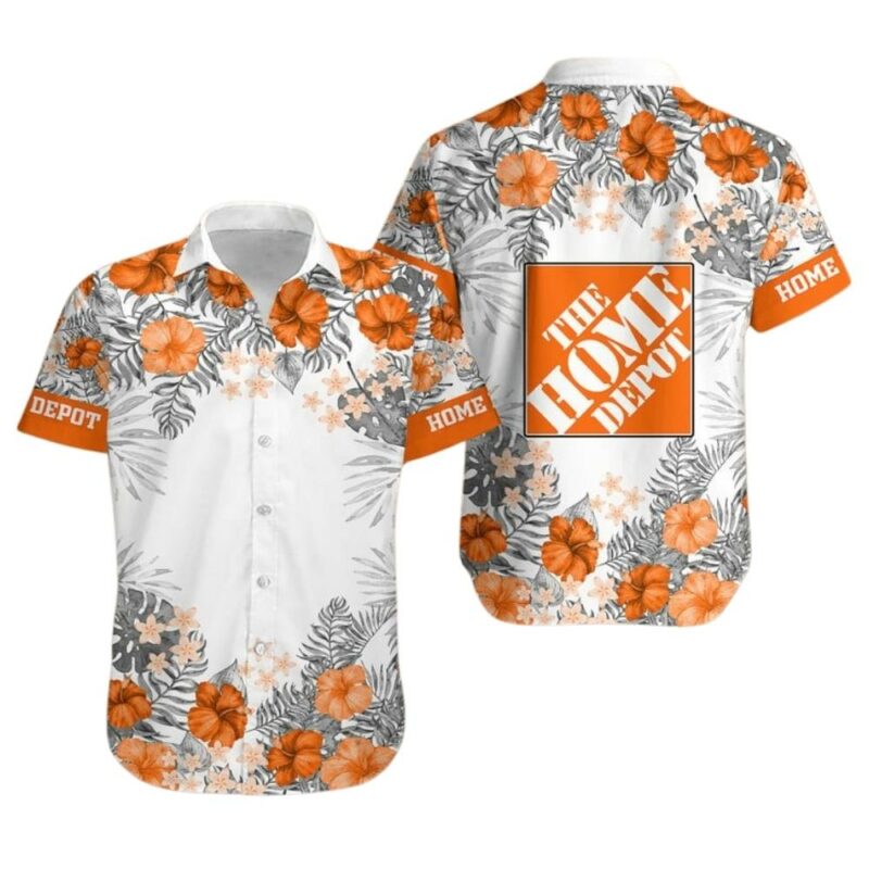 The Home Depot Patterns Floral Flowers Uniform Hawaiian Shirt