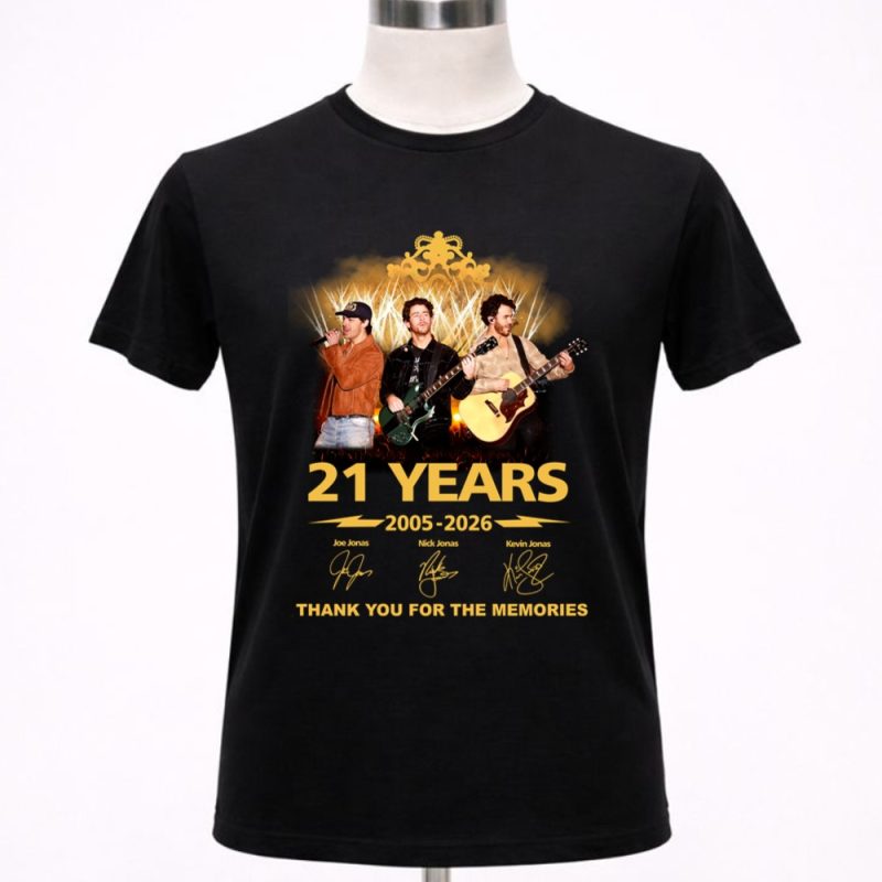 The Jonas Brothers 21 Years 2005 2026 Thank You For The Memories 1 T Shirt.jpg