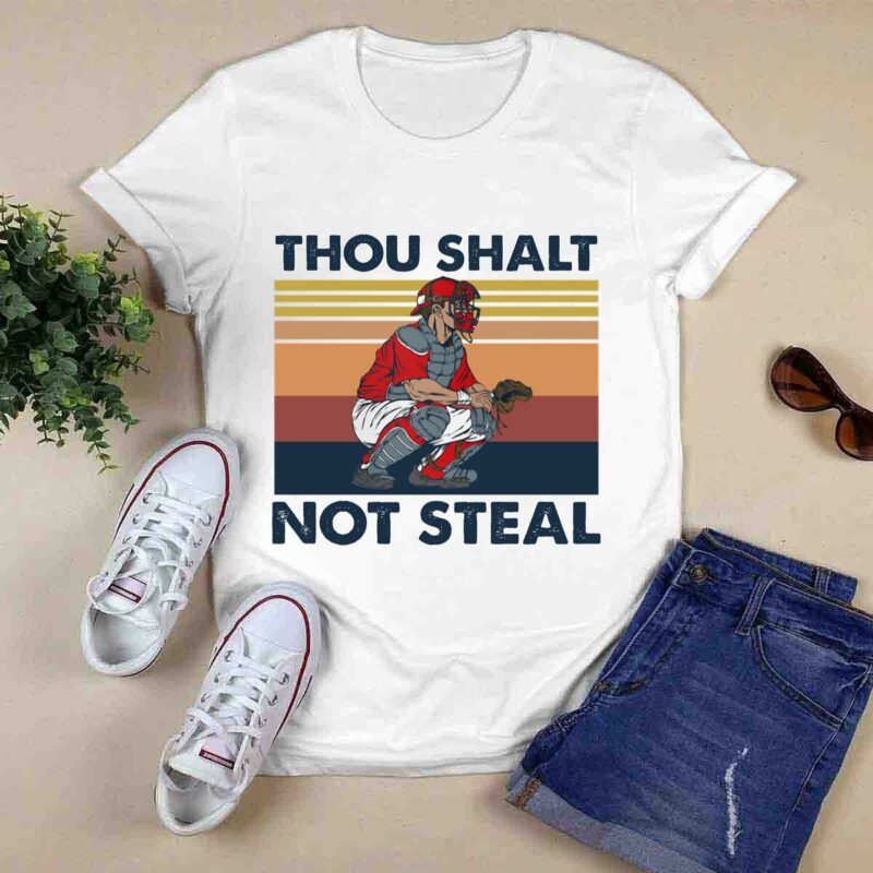 Thou Shalt Not Steal Baseball Catcher Vintage 5 T Shirt