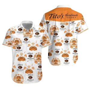 Tito's Handmade Vodka Coconut Palm Pattern Hawaiian Shirt