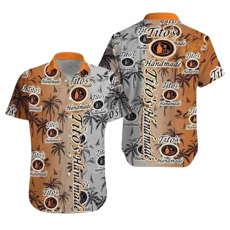 Titos handmade vodka coconut palm tropical hawaiian shirt 1