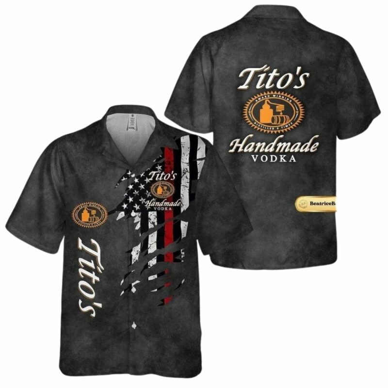 Titos handmade vodka flag american for 4th of july hawaiian shirt 1