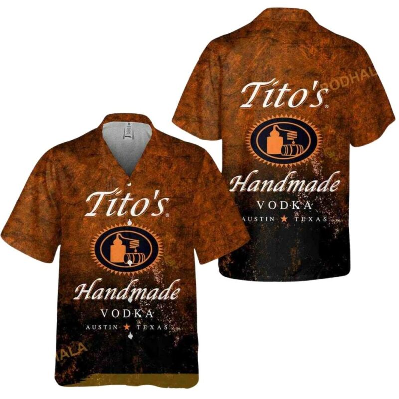 Titos handmade vodka logo hawaiian shirt 1