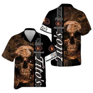 Tito's Handmade Vodka Smoky Skull Hawaiian Shirt