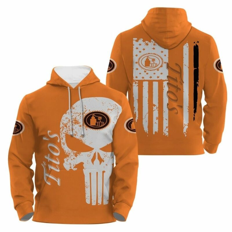Titos punisher skull with flag american 3d hoodie 1