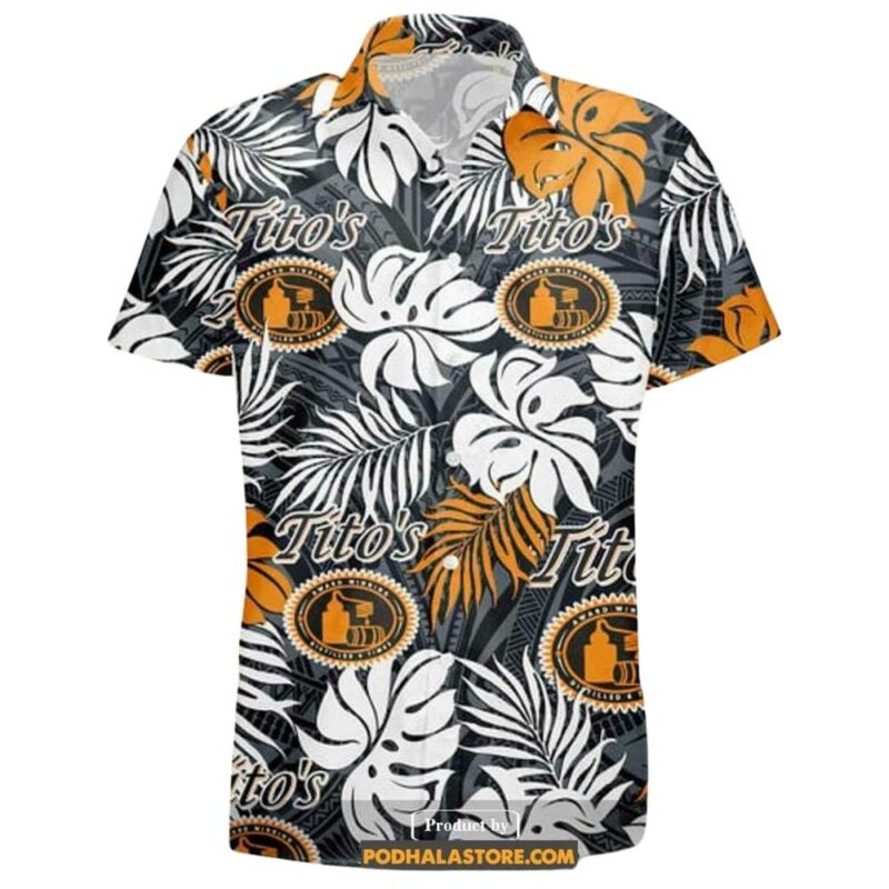 Titos tattoo floral leaves hawaiian shirt 1