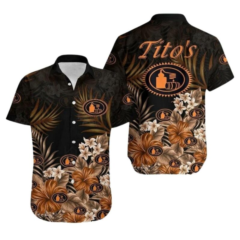Titos vodka floral flower summer vacation hawaiian shirt 1