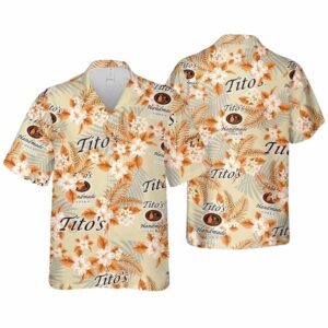 Tito's Vodka Hibiscus Flower Floral Pattern Hawaiian Shirt