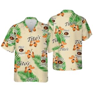 Tito's Vodka Hibiscus Flower Pattern Hawaiian Shirt