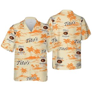 Tito's Vodka Island Coconut Pattern Tropical Hawaiian Shirt