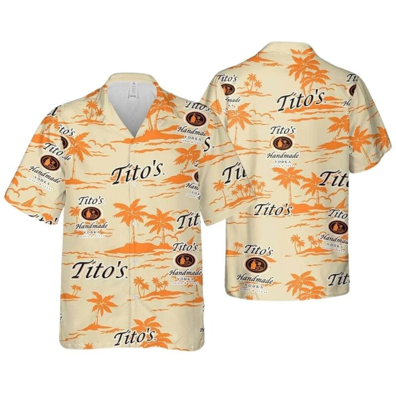 Titos vodka island coconut pattern tropical hawaiian shirt 1