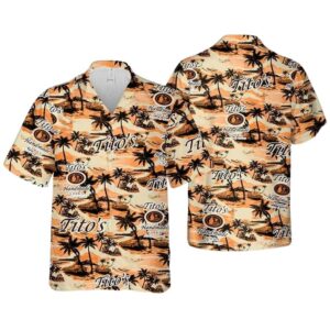 Tito's Vodka Sea Island Coconut Pattern Tropical Hawaiian Shirt