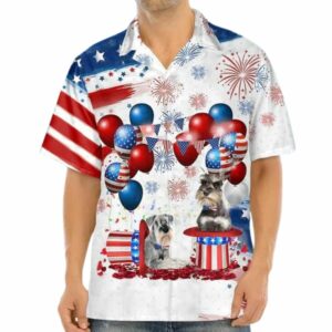 Tricolor Cavalier King Charles Spaniel Independence Day Hawaiian Shirt