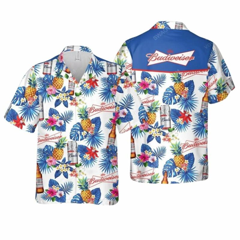 Tropical Budweiser Beer Floral Flower Hawaiian Shirt