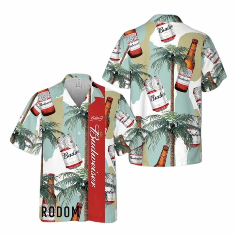 Tropical Coconut Tree Budweiser Hawaiian Shirt