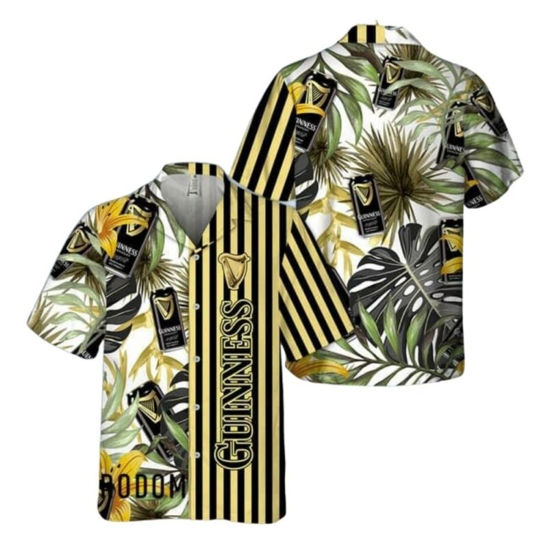 Tropical Plant Leaf Guinness Beer Hawaiian Shirt