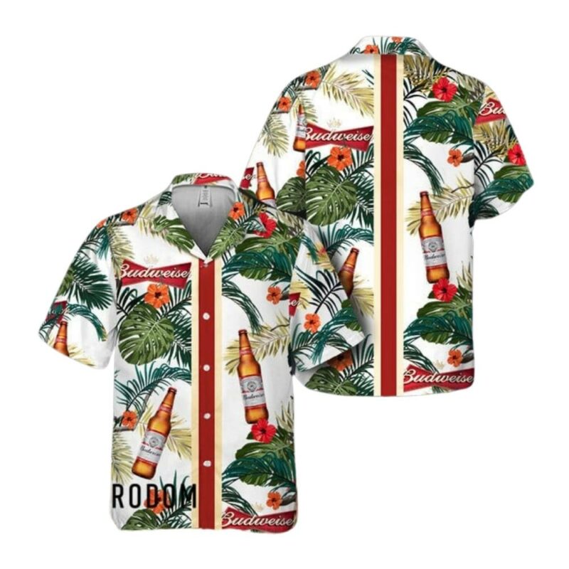 Tropical Summer Flowers Budweiser Hawaiian Shirt