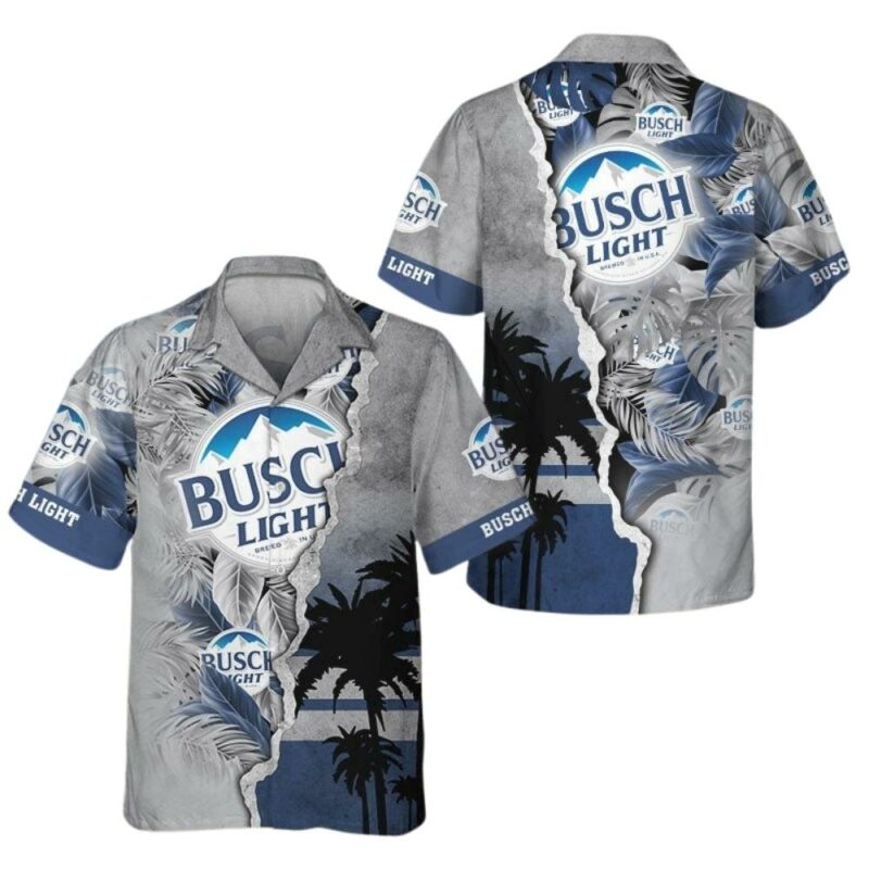 Tropical Torn Paper Busch Light Hawaiian Shirt