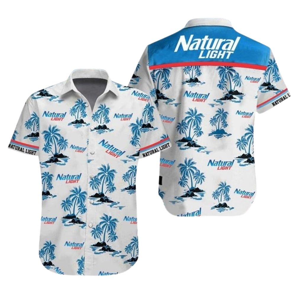 Tropical palms natural light hawaiian shirt 1