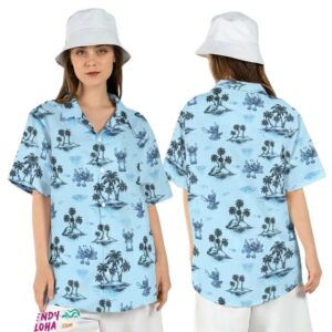 Tropical Stitch Palm Tree Beach Summer Disneyland Hawaiian Shirt