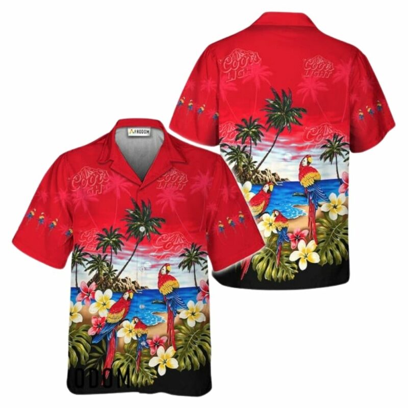 Tropical vibes coors light parrot flower hawaiian shirt 1