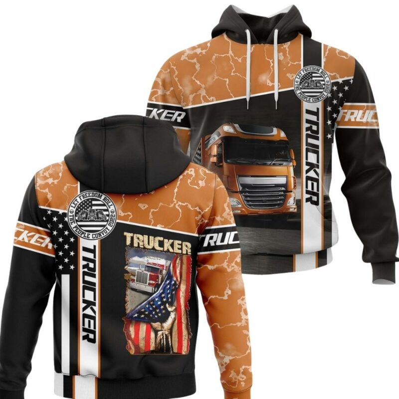 Truck Driver American Flag Trucker Pride 4Th Of July 3D Hoodie 1
