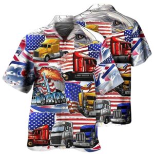 Truck Usa Flag Independence Day Hawaiian Shirt