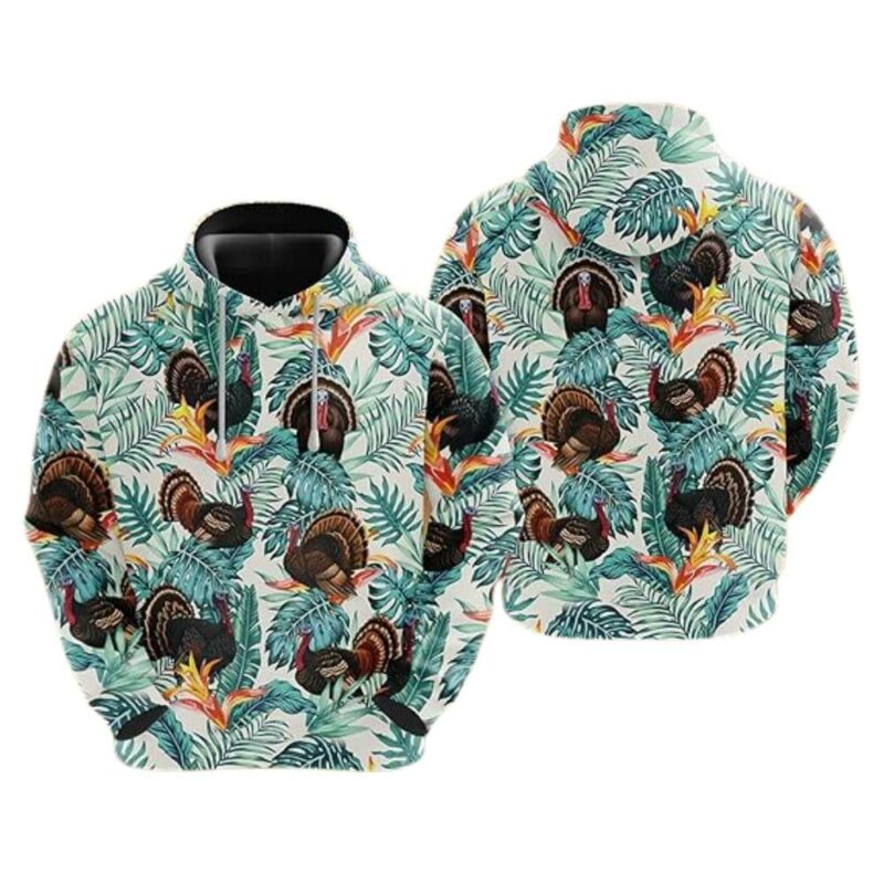 Turkey floral leafs thanksgiving day 3d hoodie 1