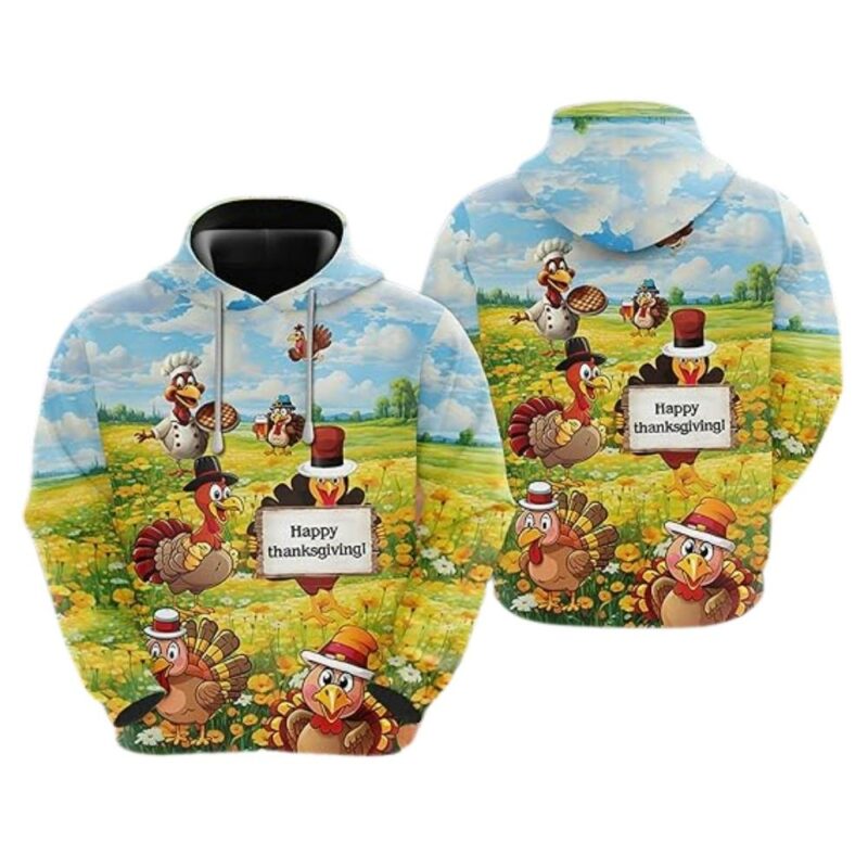 Turkey lovers happy thanksgiving 3d hoodie 1
