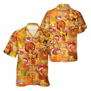 Turkey Lovers Thanksgiving Pumpkin Theme Hawaiian Shirt