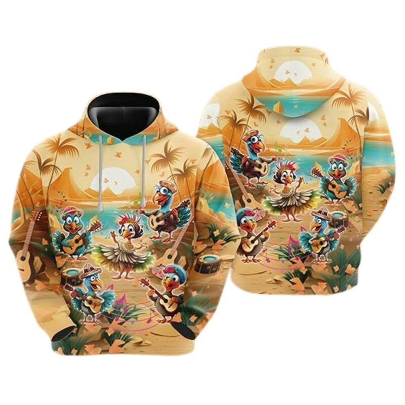 Turkey party beach tropical 3d hoodie 1