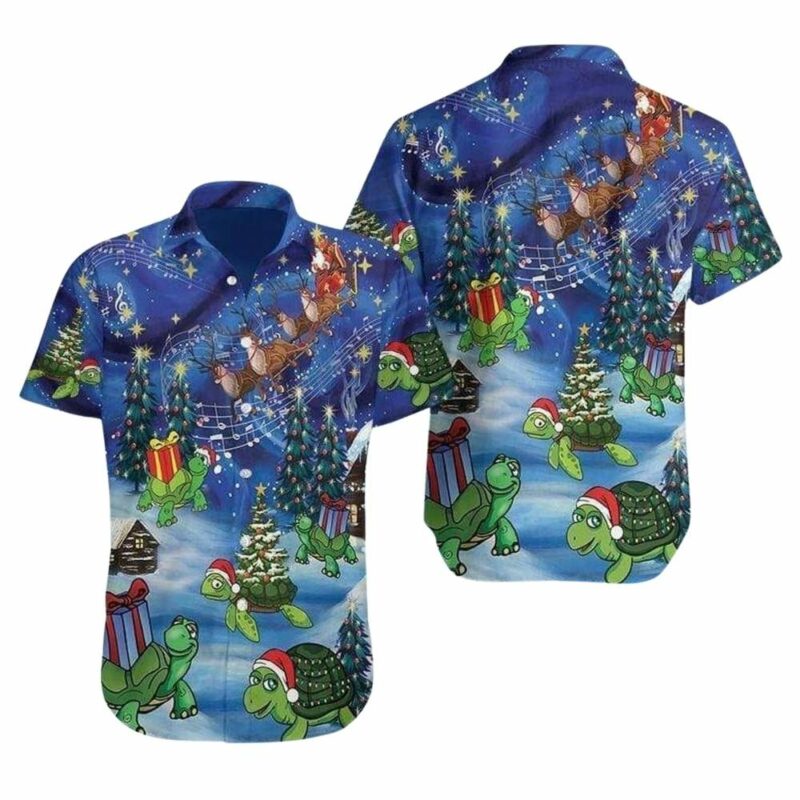 Turtle celebrates christmas elegance hawaiian shirt 1