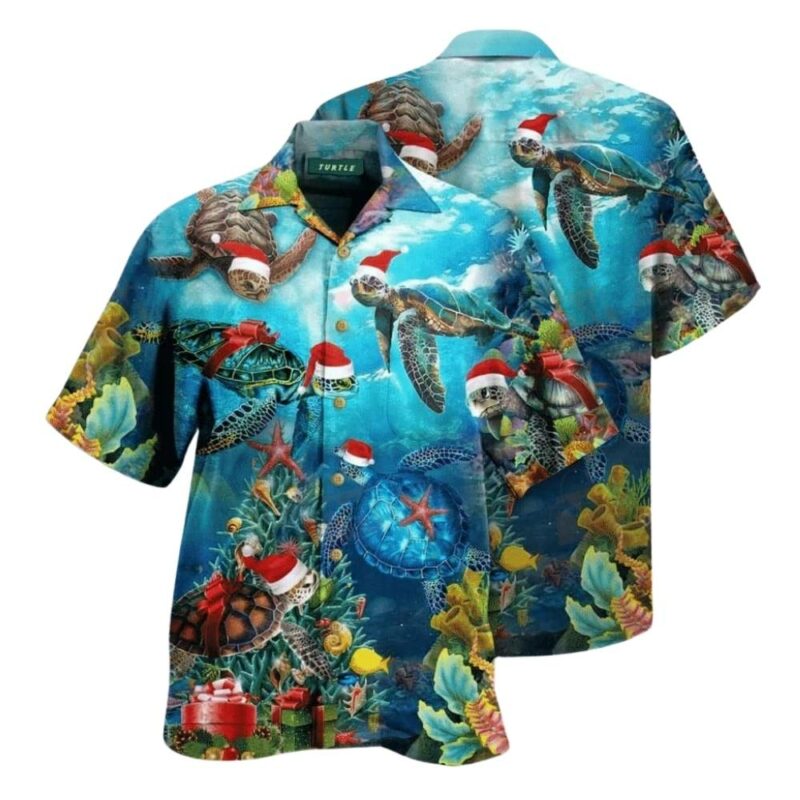 Turtley awesome christmas themed hawaiian shirt 1