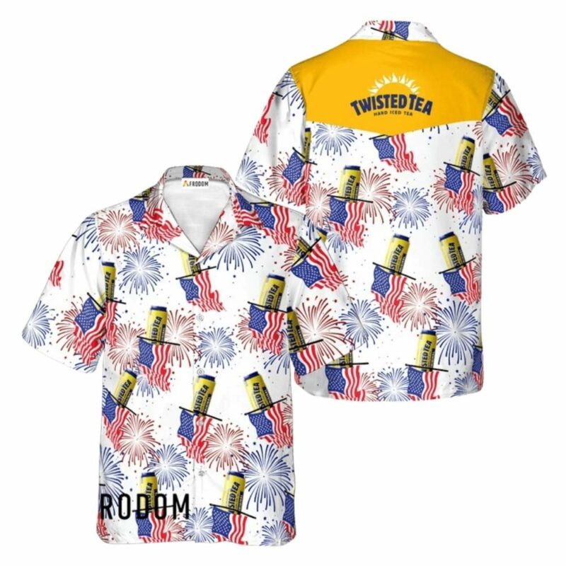 Twisted Tea American Flag Fireworks Hawaiian Shirt 1