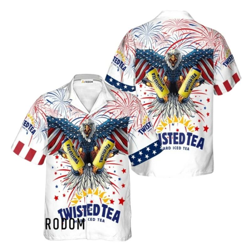 Twisted Tea Eagle Fireworks Independence Day Hawaiian Shirt 1