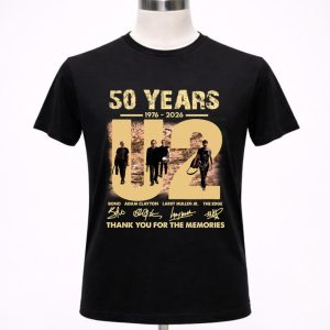 U2 Rock Band 50 Years 1976-2026 Thank You For The Memories Signatures Shirt