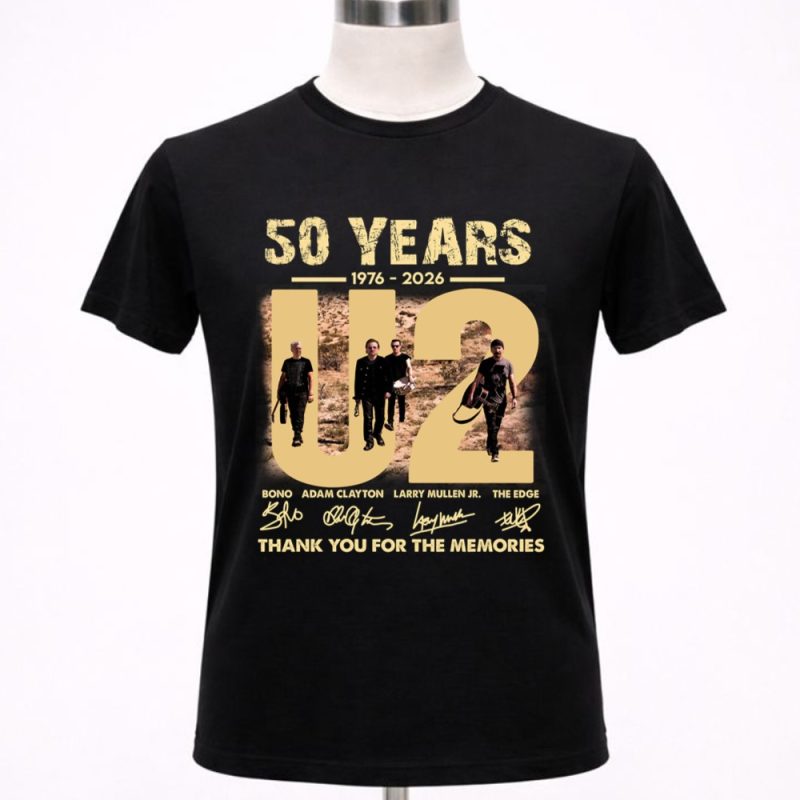 U2 Rock Band 50 Years 1976 2026 Thank You For The Memories Signatures 1 T Shirt 5