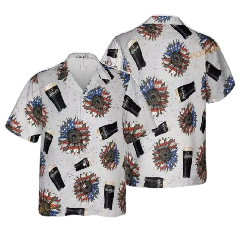 US Sunflowered 4th Of July With Guinness Hawaiian Shirt