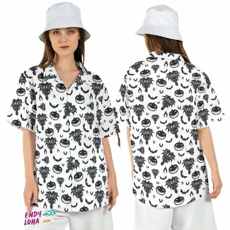 Vampire minnie pumpkin spooky disneyland halloween hawaiian shirt 1