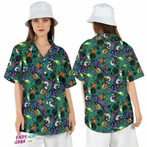 Villains Neon Halloween Disney Wicked Witches Evil Hawaiian Shirt