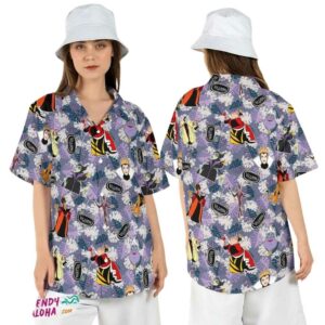Villains Tropical Leaves Disney Halloween Witch Club Hawaiian Shirt