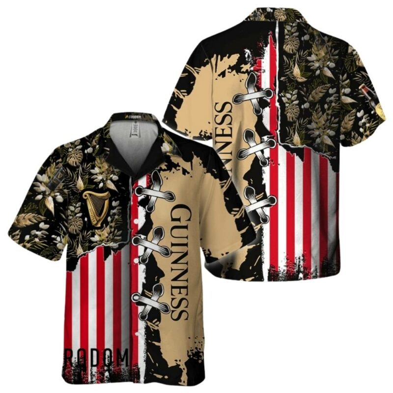 Vintage Tropical Flower Guinness Hawaiian Shirt