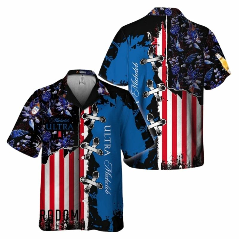 Vintage Tropical Flower Michelob Ultra Hawaiian Shirt