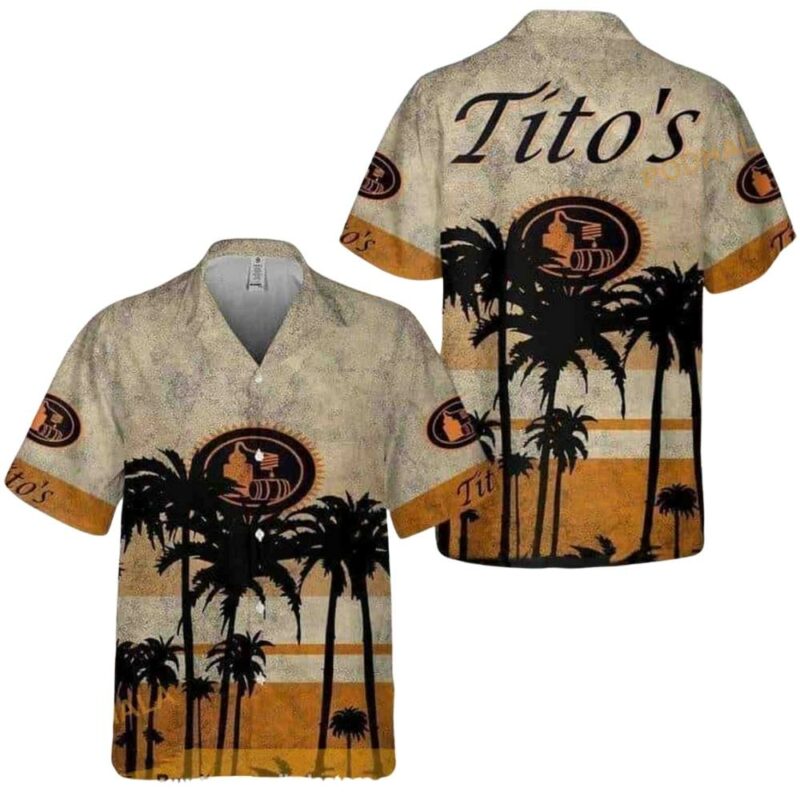 Vintage titos handmade vodka palm tree beach hawaiian shirt 1