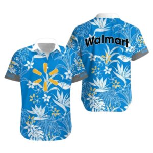 Walmart Floral Flower Leave Pattern Hawaiian Shirt