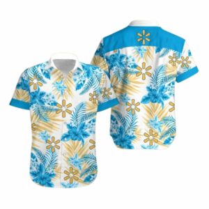 Walmart Floral Flower Leave Pattern Tropical Hawaiian Shirt
