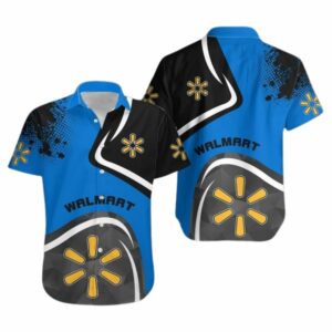 Walmart In My Heart Blue And Black Funny Uniform Hawaiian Shirt