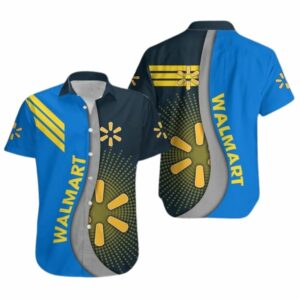 Walmart In My Heart Logo Blue Yellow And Grey Hawaiian Shirt