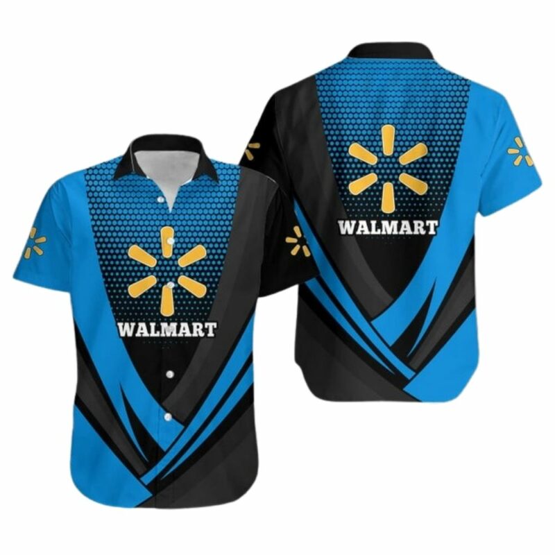 Walmart logo black and blue uniform hawaiian shirt 1