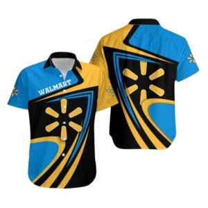 Walmart Logo Black Blue And Orange Hawaiian Shirt